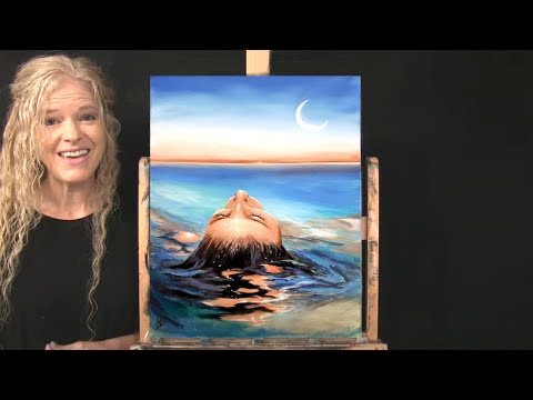 Learn How to Draw and Paint "DAY MOON DRIFTER" with Acrylics- Paint & Sip at Home - Fun Art Tutorial