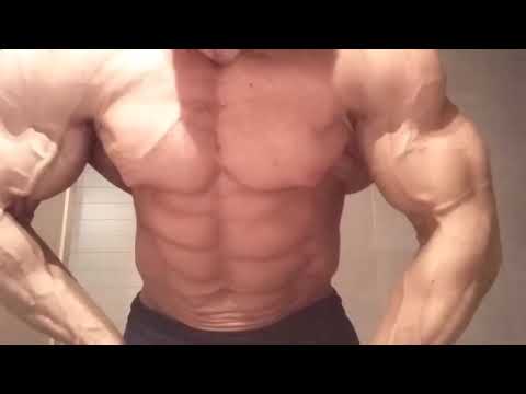 Italian bodybuilder flexing