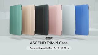 ESR Ascend Tri-Fold Hoes + Tempered Glass Apple iPad Pro 11 2021 Grijs Hoesjes