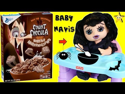 Hotel Transylvania's BABY MAVIS Eats COUNT CHOCULA Halloween Cereal