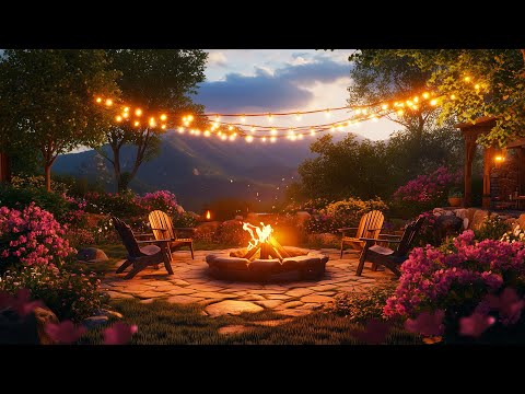 Cozy Spring Night Ambience with Campfire - Fireplace Sounds - Sleep Ambience