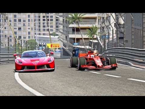 Ferrari F1 2018 vs La Ferrari - Monaco
