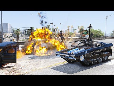 GTA 5 GONZO VEHICLE ON TRACKS HIGH SPEED CRASHES - SUPER CINEMATIC PICTURE WITH SLOW MO ep.11