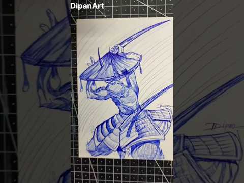 Samurai drawing with pen only #samurai #pencil #art