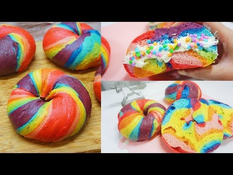 Unicorn Rainbow Bagels Recipe