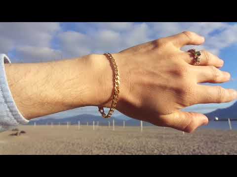 Gold Curb Bracelet, Gold Cuban Link Chain Bracelet, Thick Gold Bracelet High Quality Italy