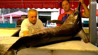 Fish Cutting in Sicily: Swordfish, Tuna and some smaller Fish