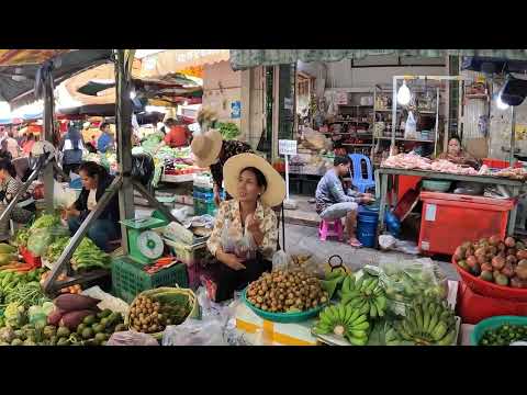 Cheap Breakfast, Fresh Seafood, Chicken, Vegetables, Fish, Fruits- Best Cambodian Fresh Market Tour
