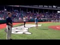 Ben Calhoun of Citizen Way sings the National Anthem at the Southern Illinois Miners' baseball game