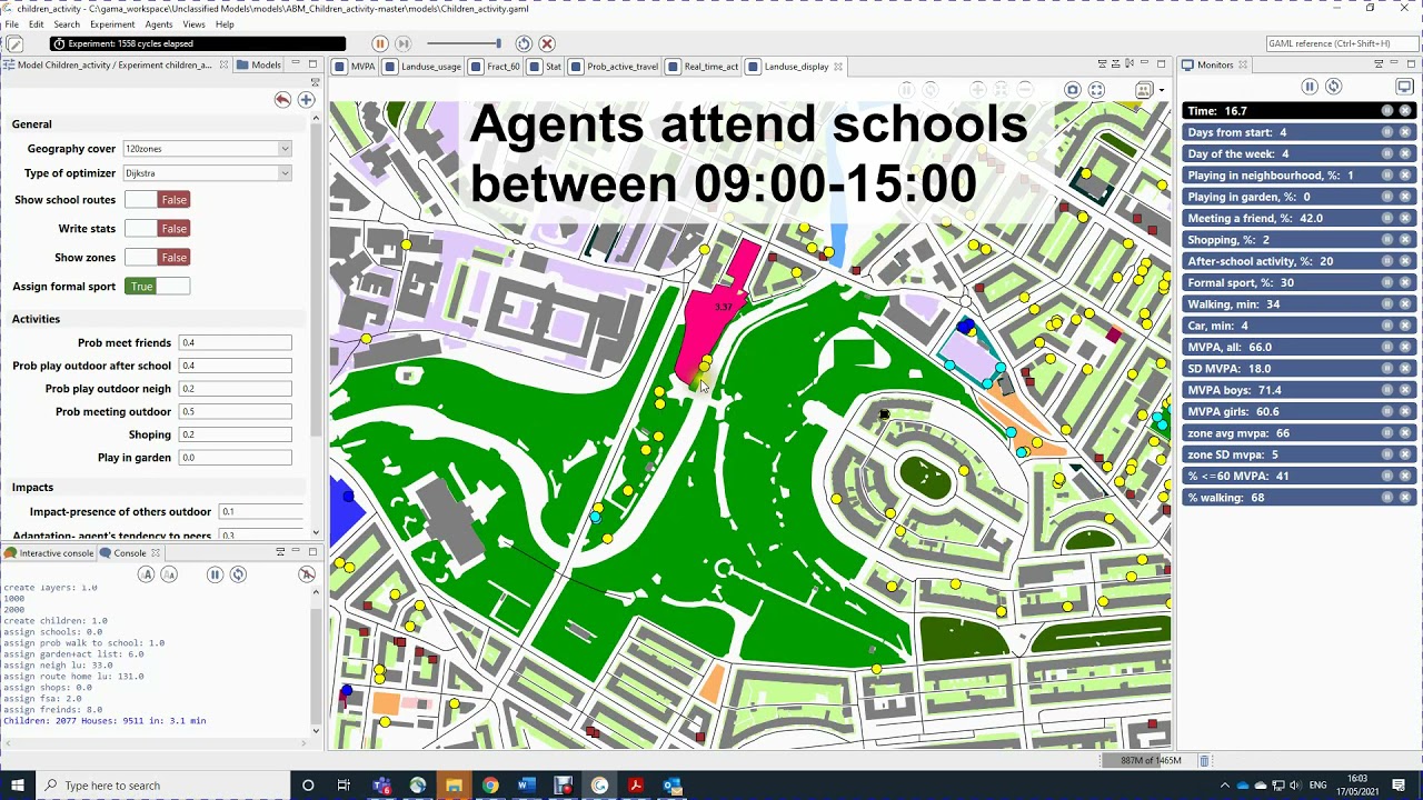 Agent-based model of children's physical activity in an urban environment.