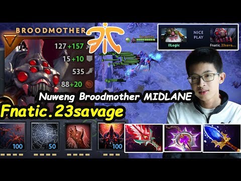 Fnatic 23savage [Broodmother] MIDLANE Nuweng BEAST Insane Right Click Spider Dota 2 pro Gameplay