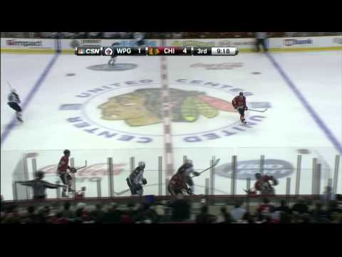 Devin Setoguchi wrist shot 4-1 Winnipeg Jets vs Chicago Blackhawks 11/6/13 NHL Hockey.