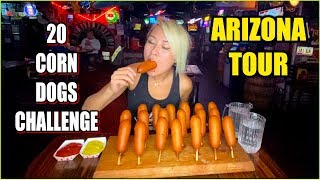 20 CORNDOGS CHALLENGE!! RECORD TIME?! Giligin&#39;s Bar in Arizona #RainaisCrazy