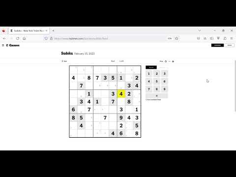 The New York Times Hard Classic Sudoku - Feb 15, 2023