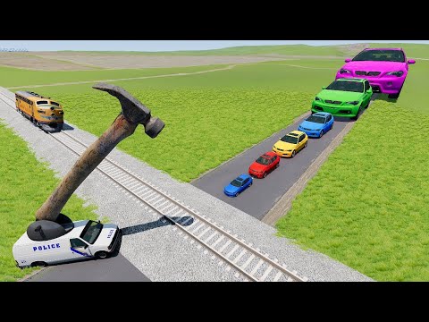 Beamng drive, car, cars, big car, small car, giant car, cars vs hammer, hammer car, Bus vs jcb