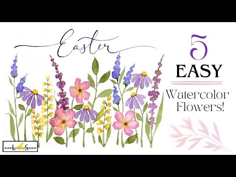 5 Easy Watercolor Flowers You NEED To Try Painting! easy watercolor painting! watercolor flowers!
