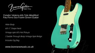 Video thumbnail for Fender Vintera 60s Tele Modified Pau Ferro Sea Foam Green Guitar | Bonners Guitar Store by Bonners Guitar Store