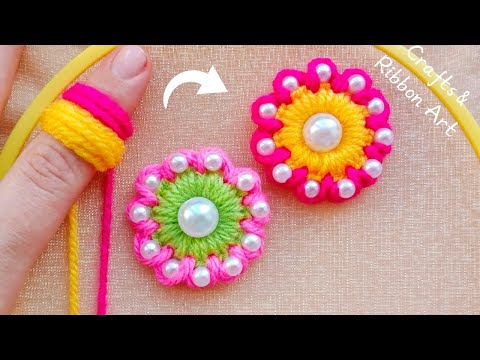 It's so Beautiful 💖🌟 Superb Woolen Flower Making Trick with Finger - You will Love It - DIY Flowers
