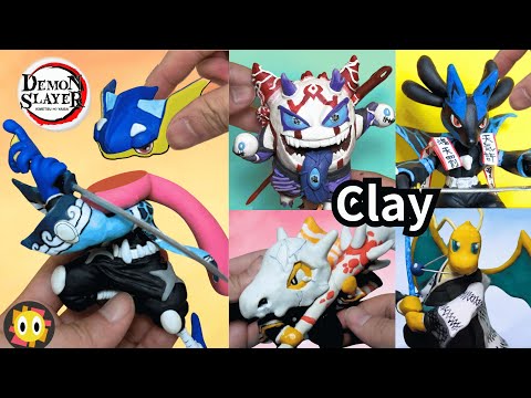 Pokemon Figures Making - Demon Slayer X Pokémon : Gengar , Greninja, Lucario ｜pokemon clay art