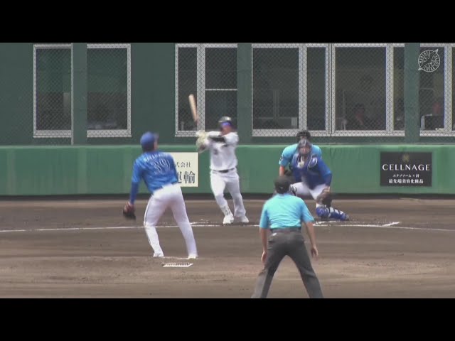 【ファーム】初回から先制!! マリーンズ・角中勝也 左中間へタイムリー2ベースヒットを放つ!! 2025年8月22日 千葉ロッテマリーンズ 対 横浜DeNAベイスターズ