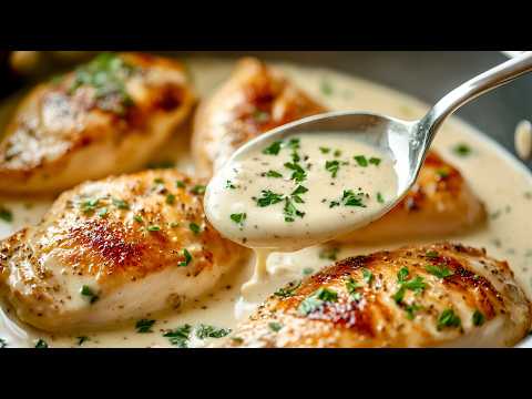 Crispy Chicken in Creamy Garlic Sauce, Only 5 Minutes!