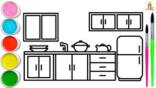Drawing Kitchen in Easy Steps  Lets Learn to Draw 
