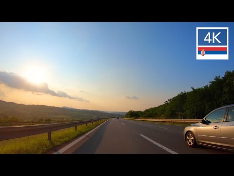 Sunset motorway drive to BELGRADE SERBIA 🇷🇸  Driving in Europe in 4K Србија