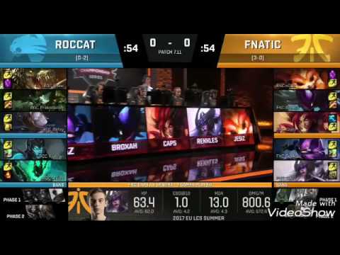 ROC vs FNC Highlights Game 1 EU LCS SUMMER 2017 Roccat vs Fnatic w3D1