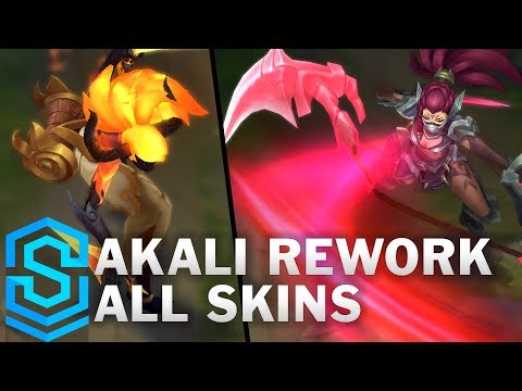 Akali 2018 Rework - All Skins (Blood Moon, Headhunter, Infernal etc)