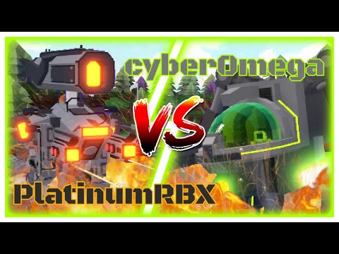 platinumRBX vs cyber0mega | build a boat for treasure | mech battle