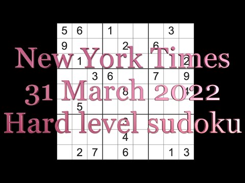 Sudoku solution – New York Times sudoku 31 March 2022 Hard level