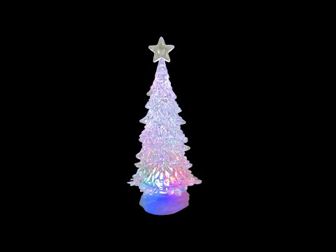 Large Clear LED Illuminated Tree Snowing Snow Globe Ornament