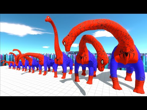 EVOLUTION OF SPIDERMAN BRACHIOSAURUS DEATH RUN - Animal Revolt Battle Simulator