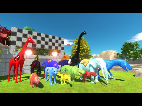 SUPER SPEED RACE SUPERHERO DINOSAURS vs. SUPERHERO ANIMAL - Animal Revolt Battle Simulator