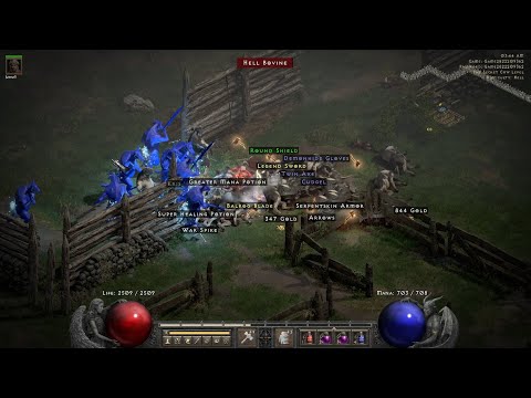 Diablo 2 Resurrected 50 Minutes Hell Cow Runs Hammerdin (Paladin)