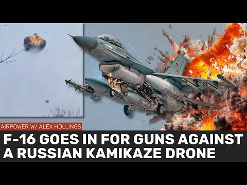 Ukrainian F-16 downs Shahed drone with 20mm Cannon!