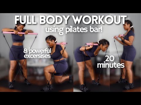 20 MIN - FULL BODY PILATES BAR WORKOUT! Beginner Friendly | EASY + TONE IT UP | Fitness Vlog