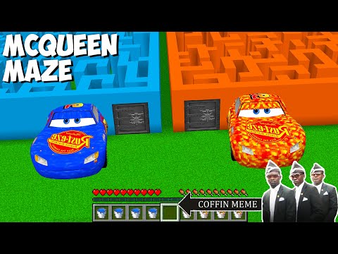 What is the MCQUEEN.EXE BIGGEST MAZE TO CHOOSE LAVA VS WATER in Minecraft Gameplay - Coffin Meme