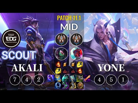 EDG Scout Akali vs Yone Mid - KR Patch 11.1