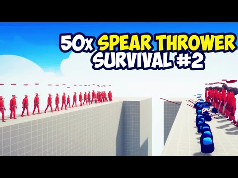 50x Spear Thrower Survival vs Every Faction #2 - Totally Accurate Battle Simulator TABS