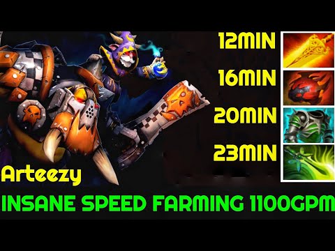 Arteezy [Alchemist] Insane Speed Farming 1100 GPM 25 Min End Game 7.22 Dota 2