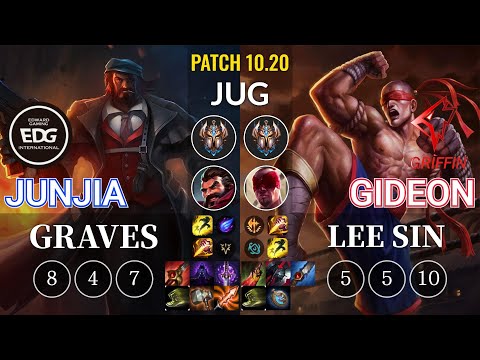 EDG JunJia Graves vs GRF GIDEON Lee Sin Jungle - KR Patch 10.20