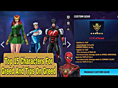 Top 15 Characters Rank For CTP Of Greed And important Suggestions On Greed - Marvel Future Fight