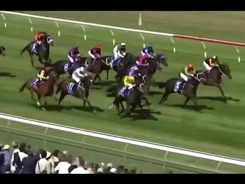 Crazy guy walks in front of racing horses, SHOCKING!