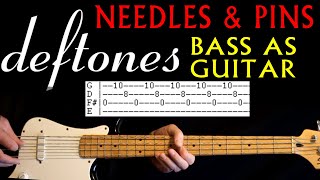 Deftones Needles and Pins Bass as Guitar Lesson / Guitar Tabs / Guitar Chords / Guitar Cover