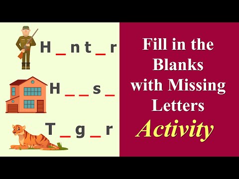 Fill in the blanks with missing letters| complete the words with the missing vowels| kids channel