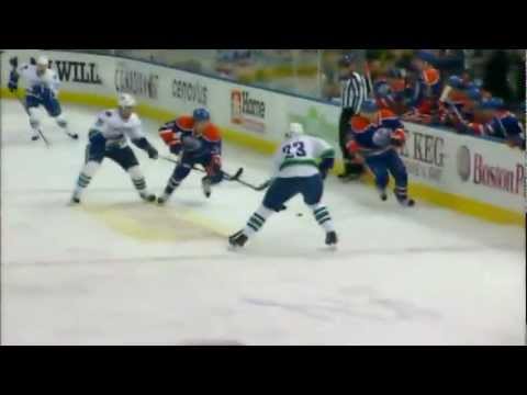 Alex Edler levels Jordan Eberle