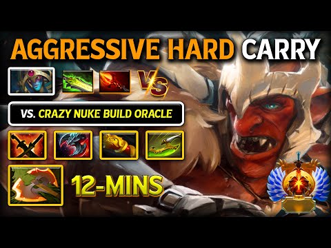 ULTRA AGGRESSIVE HARD CARRY Troll Warlord With 12-Mins BF Item Vs. Crazy Nuke Damage Build Oracle
