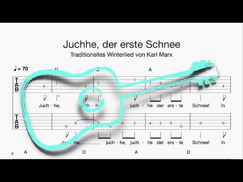 Gitarre: Juchhe, der erste Schnee (Tabulatur, Melodie, Akkorde, Text)