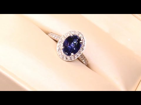 #63769 | SA2.32ct/D0.49ct | Oval Sapphire & Diamond Halo Ring | Set in 18ct White Gold